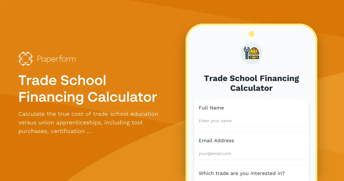 Trade School Financing Calculator