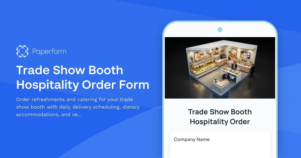 Trade Show Booth Hospitality Order Form