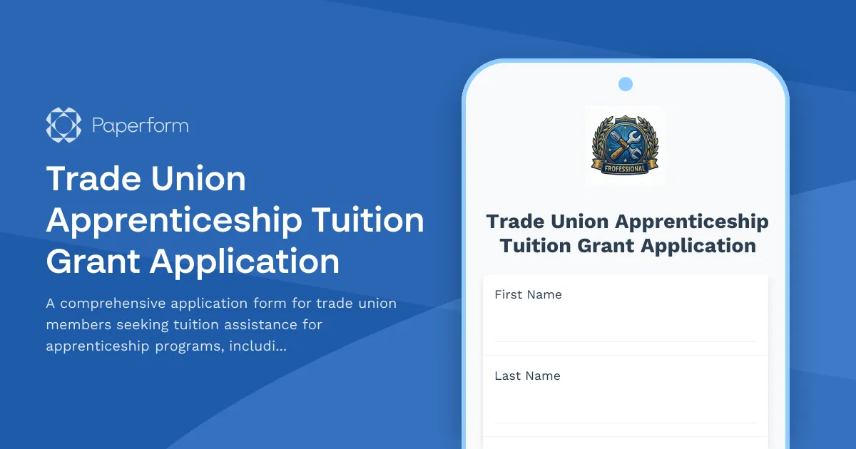 Trade Union Apprenticeship Tuition Grant Application