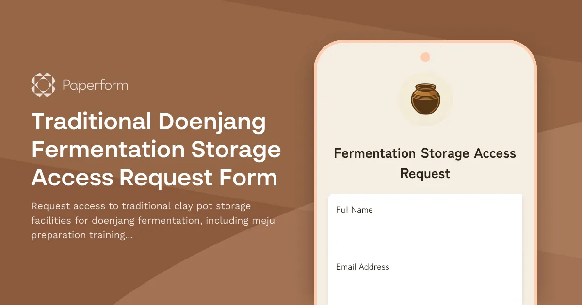 Traditional Doenjang Fermentation Storage Access Request Form