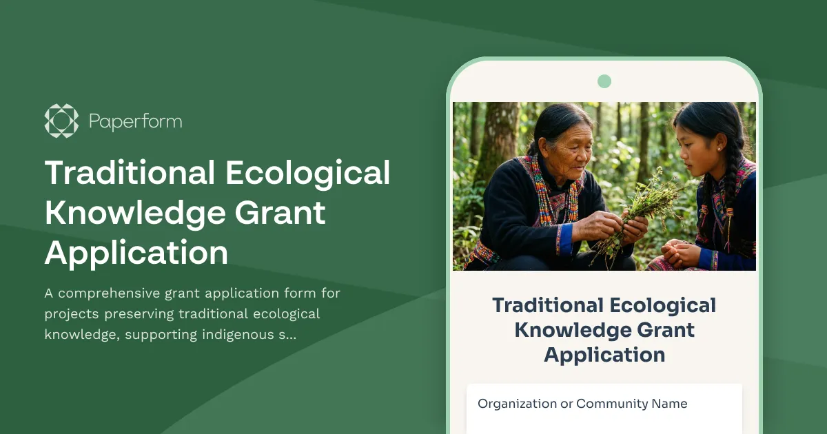 Traditional Ecological Knowledge Grant Application