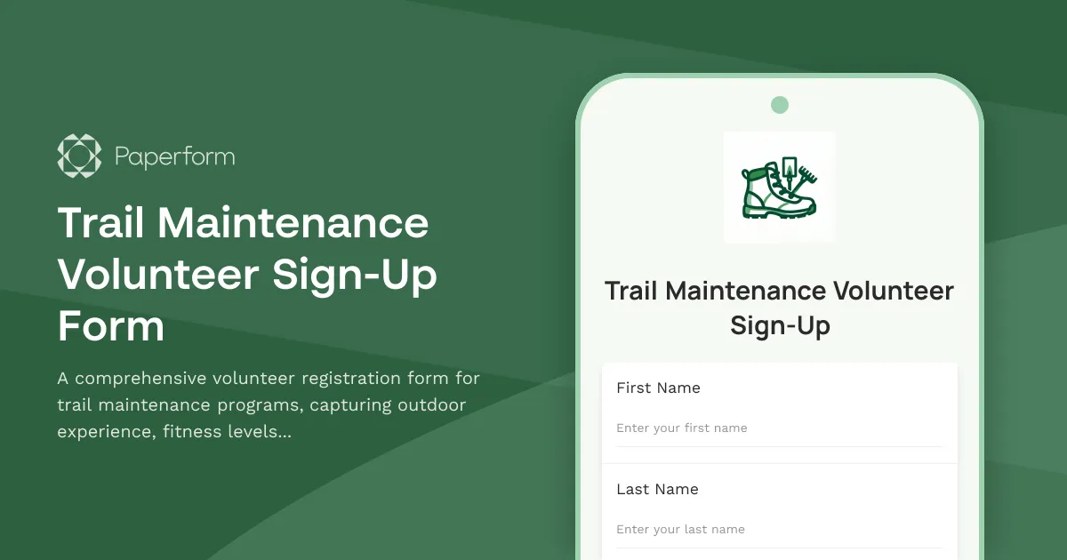 Trail Maintenance Volunteer Sign-Up Form