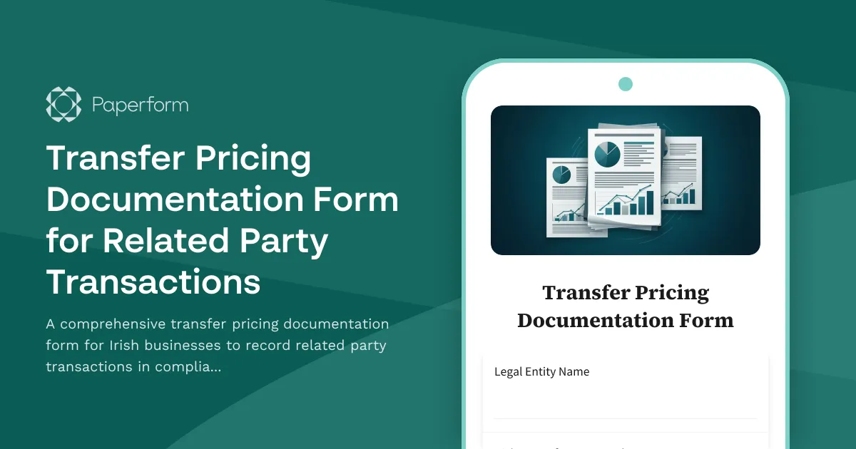 Transfer Pricing Documentation Form for Related Party Transactions
