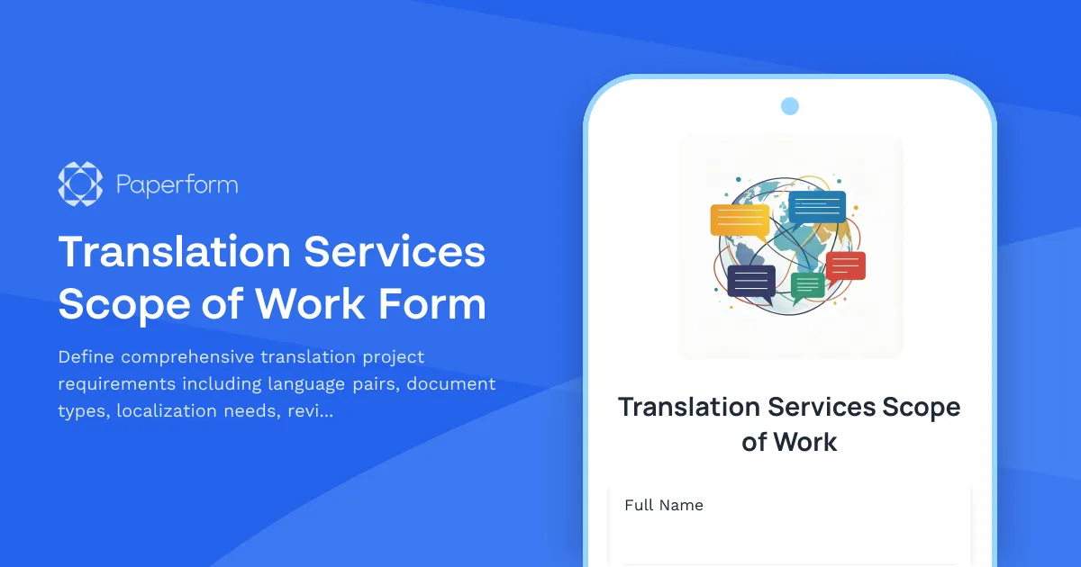 Translation Services Scope of Work Form