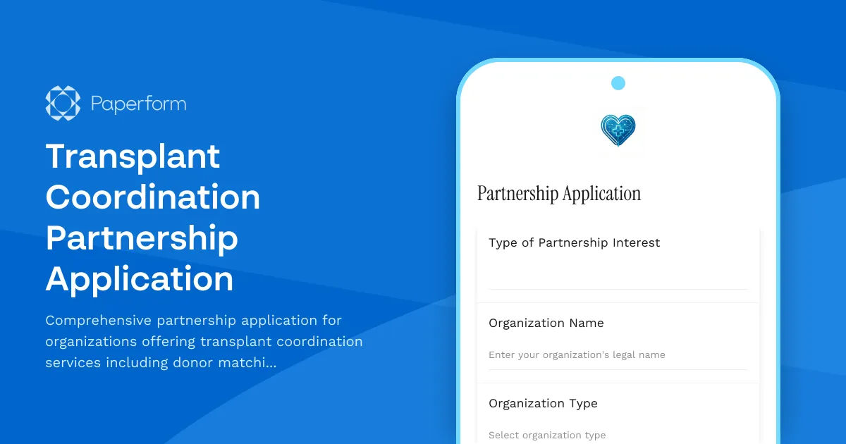 Transplant Coordination Partnership Application
