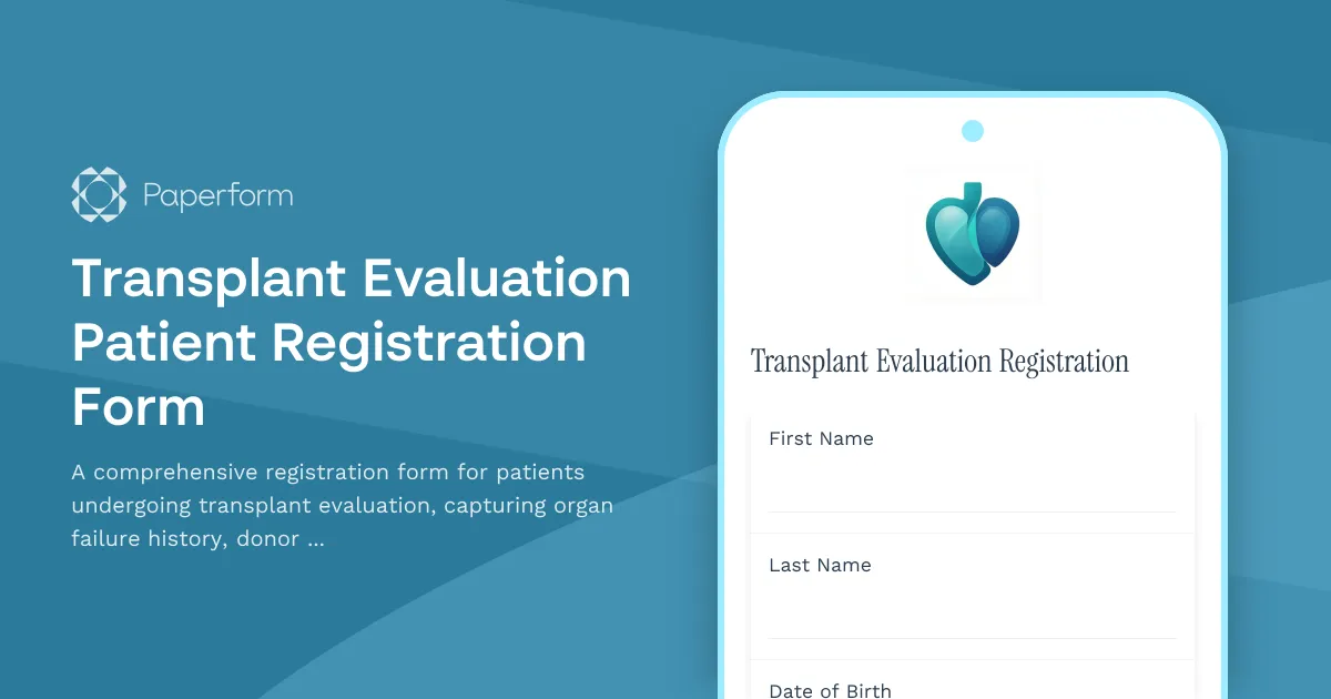 Transplant Evaluation Patient Registration Form
