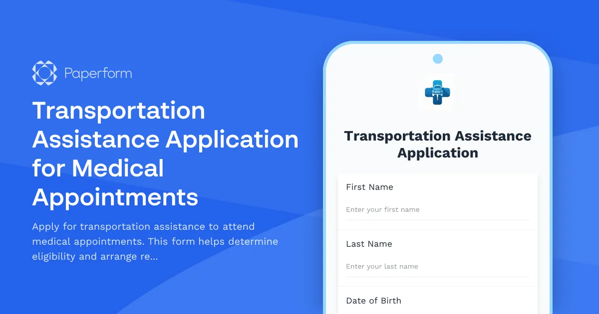 Transportation Assistance Application for Medical Appointments