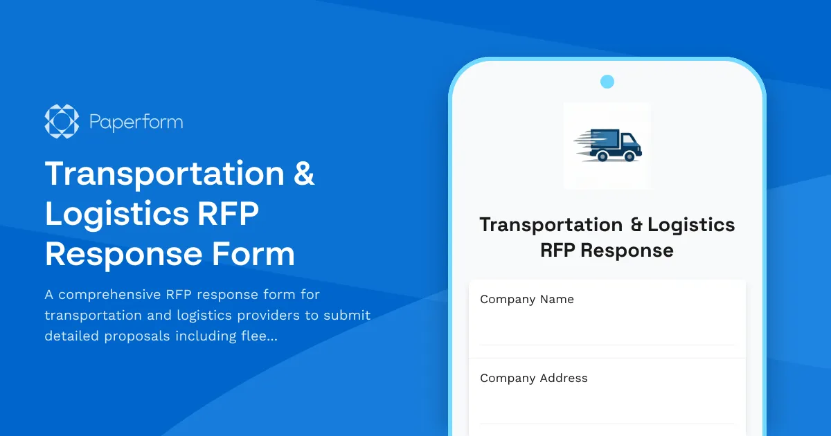 Transportation & Logistics RFP Response Form