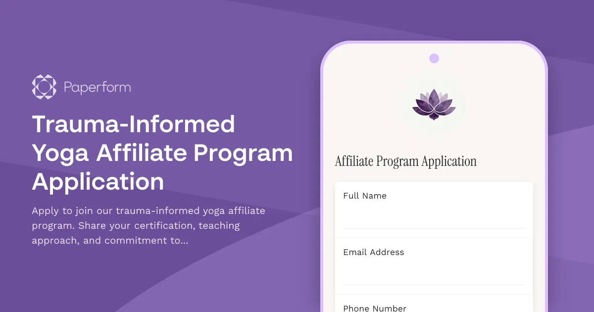 Trauma-Informed Yoga Affiliate Program Application