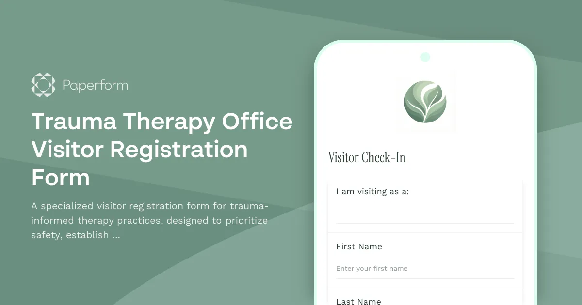 Trauma Therapy Office Visitor Registration Form