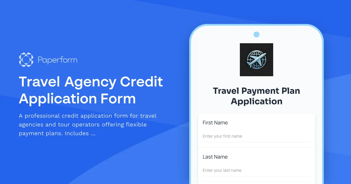 Travel Agency Credit Application Form