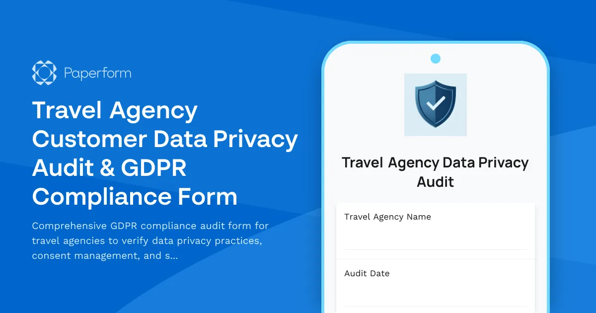 Travel Agency Customer Data Privacy Audit & GDPR Compliance Form