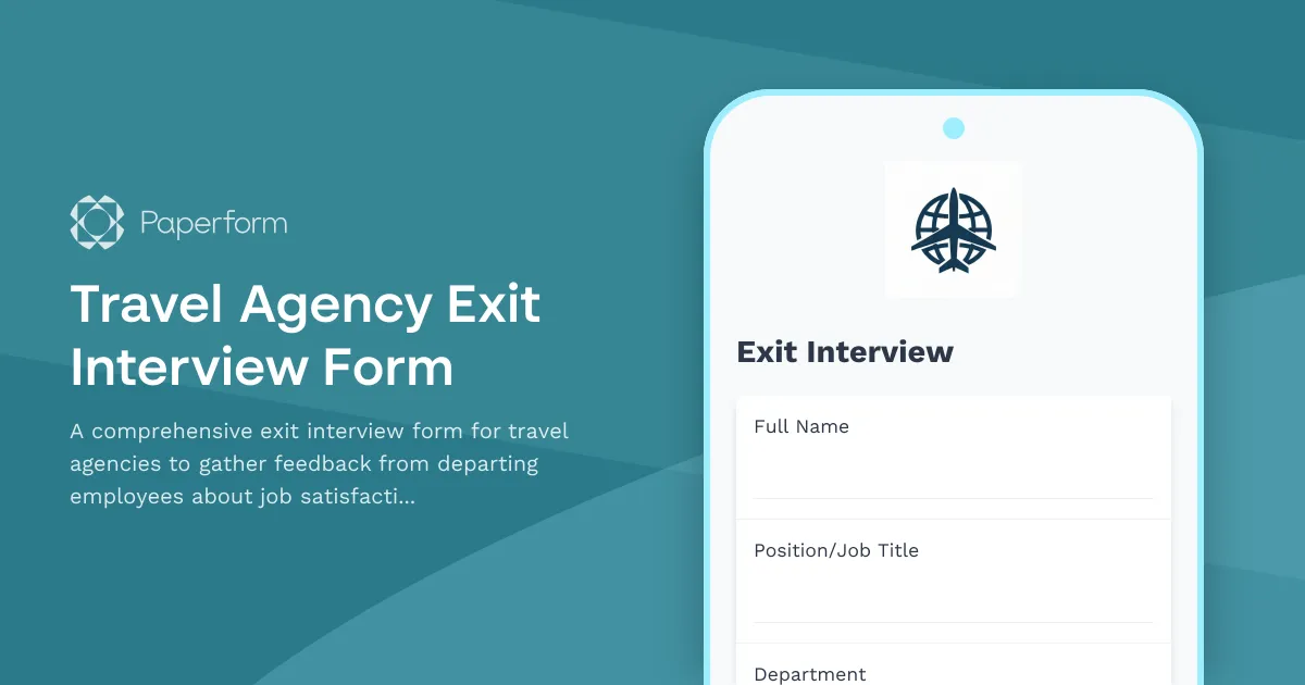 Travel Agency Exit Interview Form