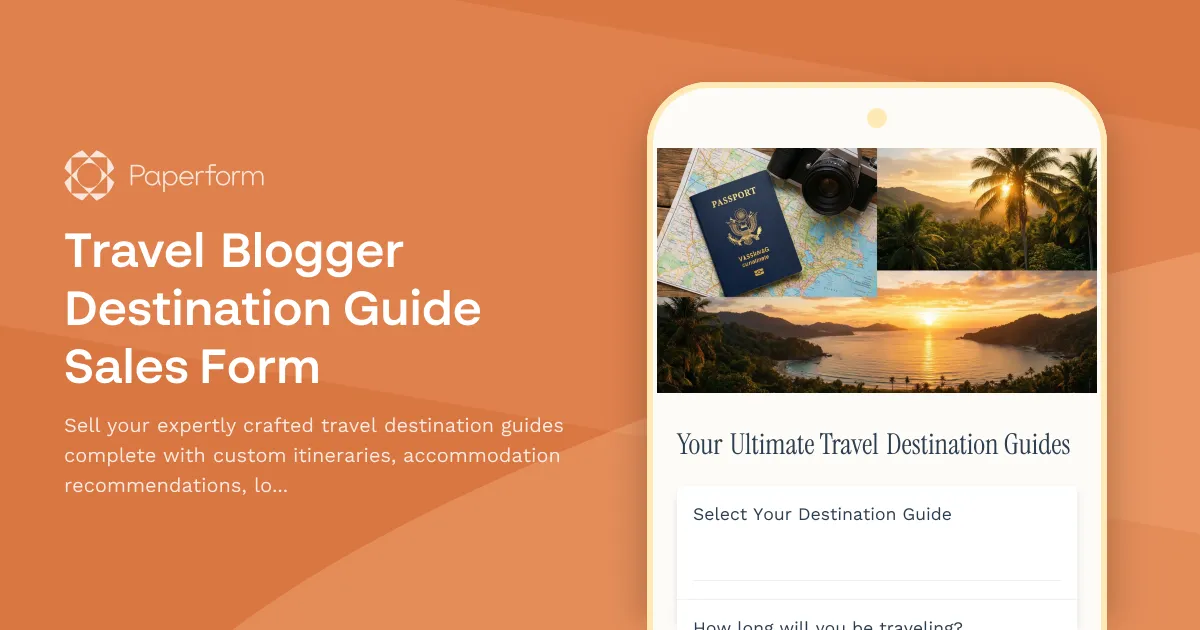 Travel Blogger Destination Guide Sales Form