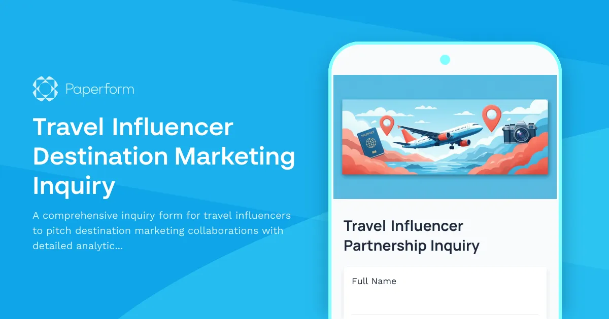 Travel Influencer Destination Marketing Inquiry