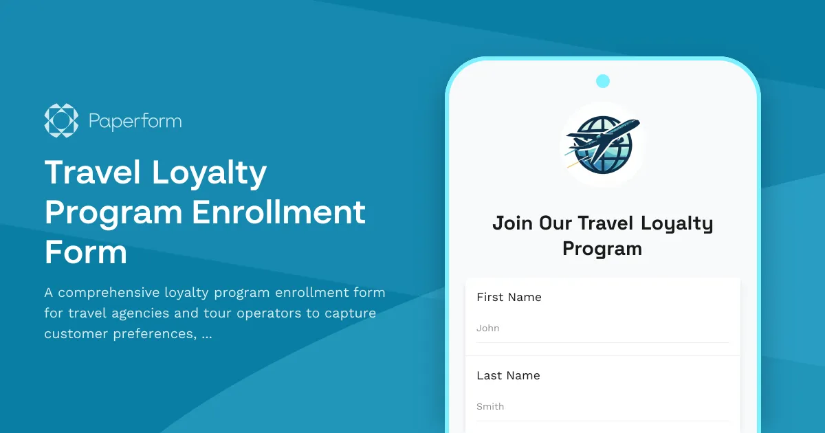 Travel Loyalty Program Enrollment Form