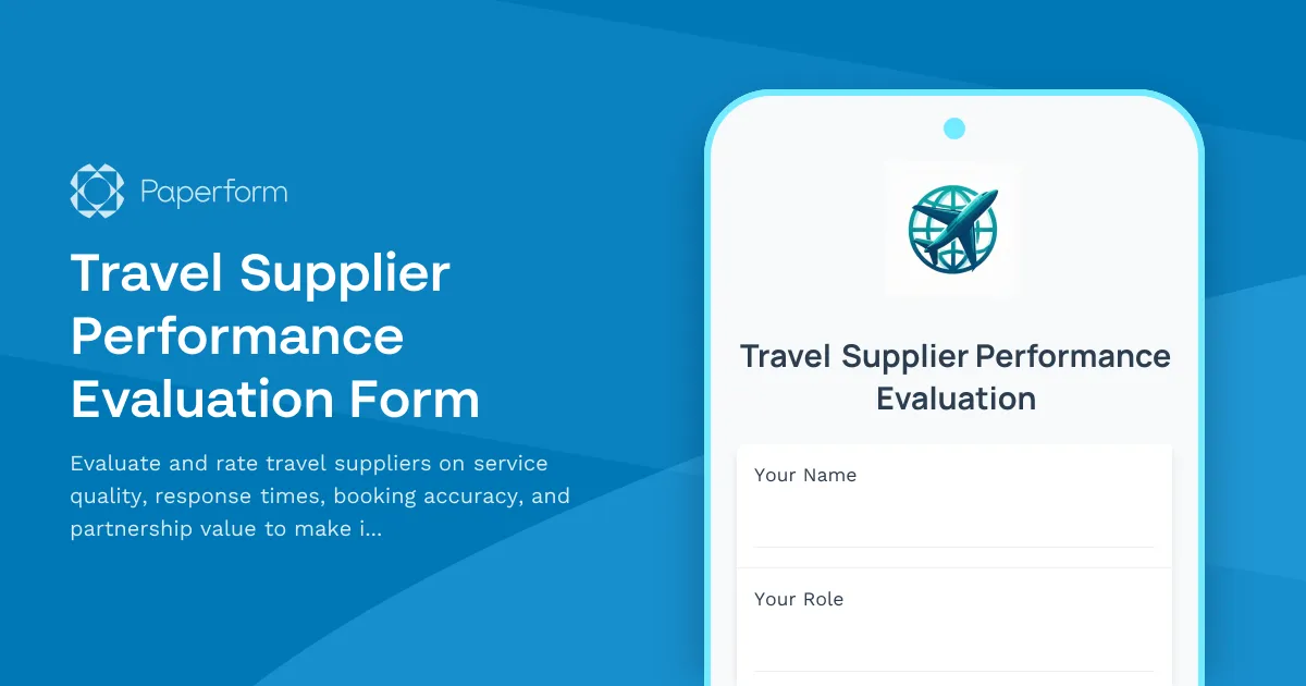 Travel Supplier Performance Evaluation Form