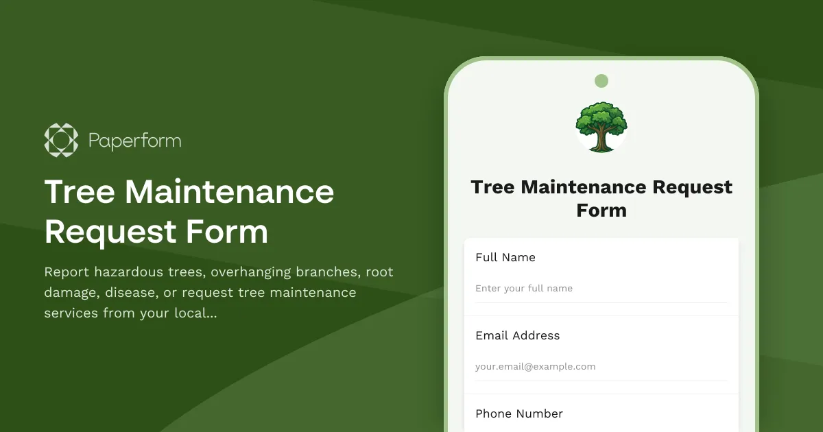 Tree Maintenance Request Form