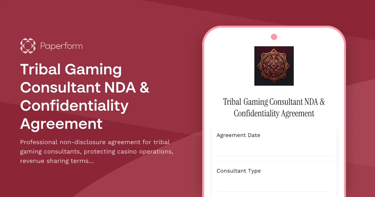 Tribal Gaming Consultant NDA & Confidentiality Agreement