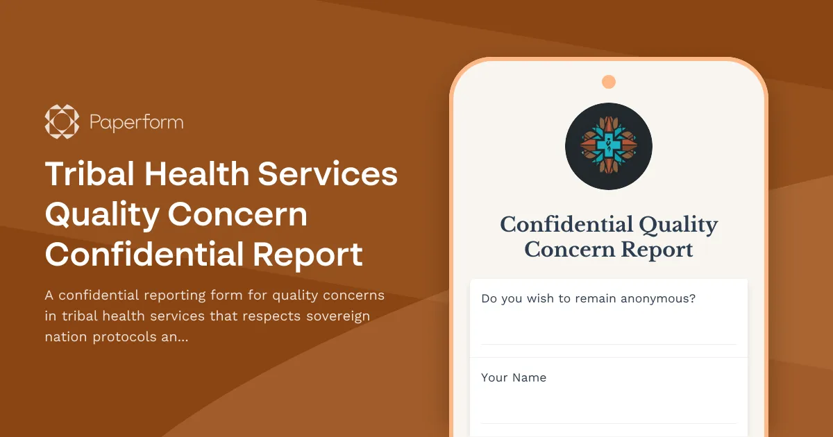 Tribal Health Services Quality Concern Confidential Report