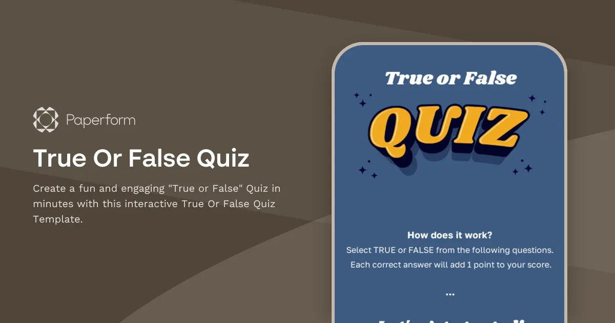 True Or False Quiz