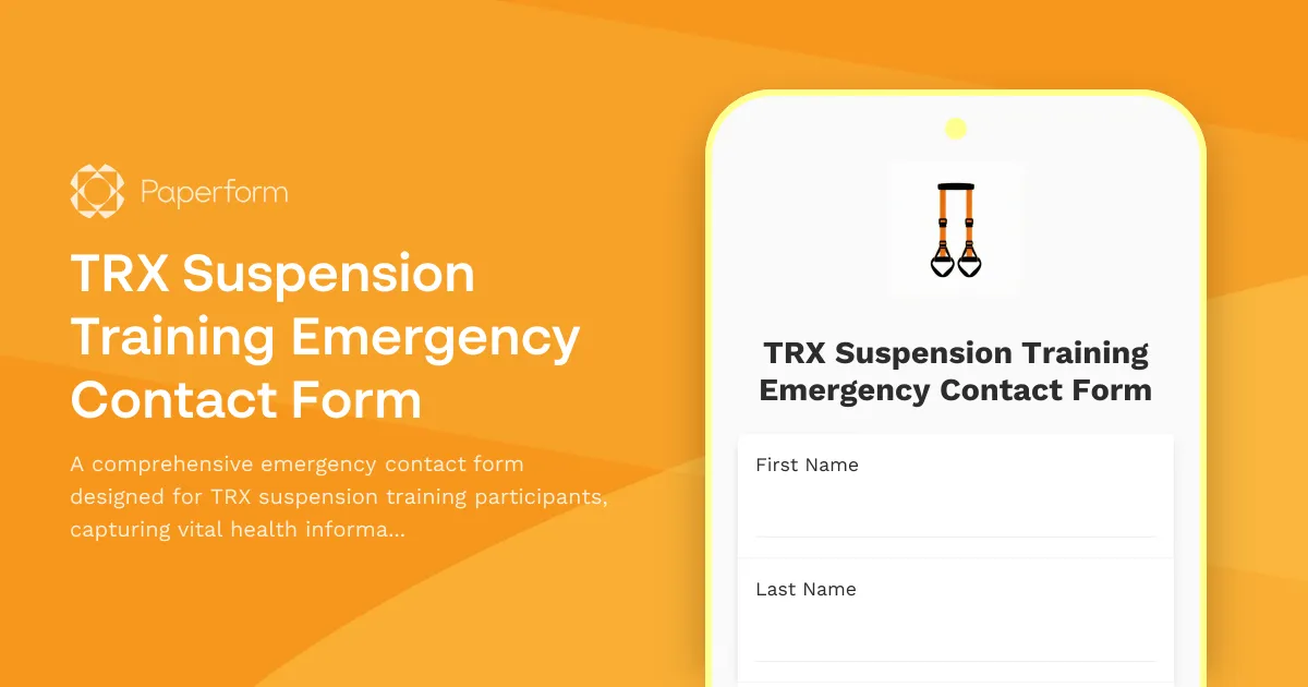 TRX Suspension Training Emergency Contact Form