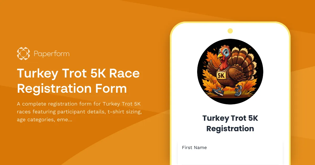 Turkey Trot 5K Race Registration Form