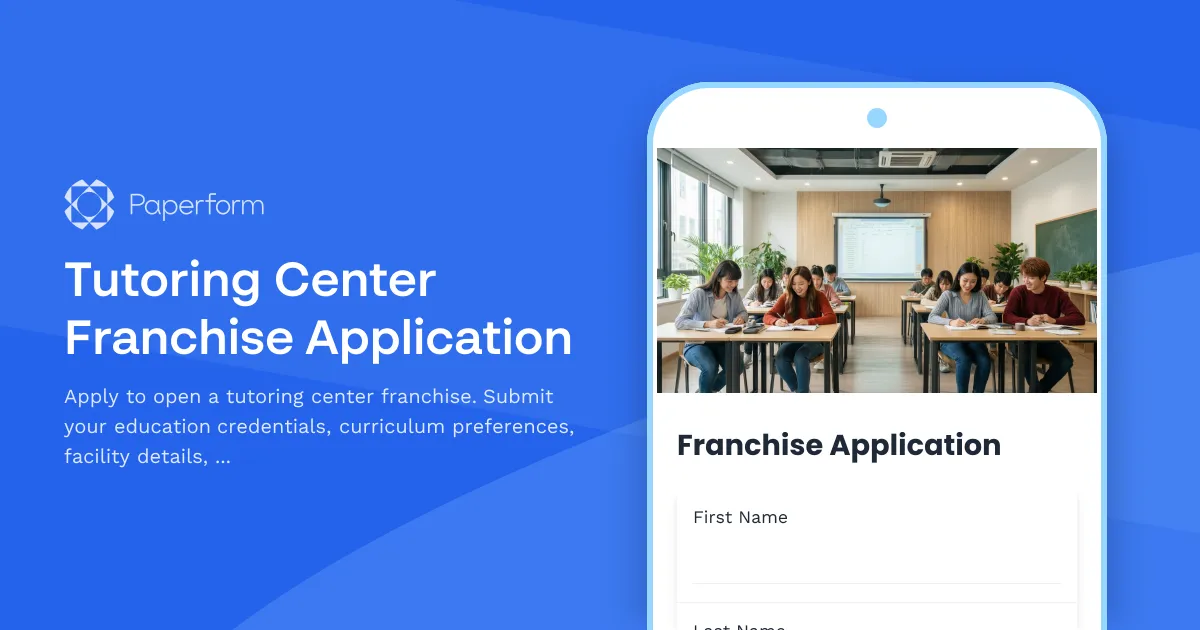 Tutoring Center Franchise Application
