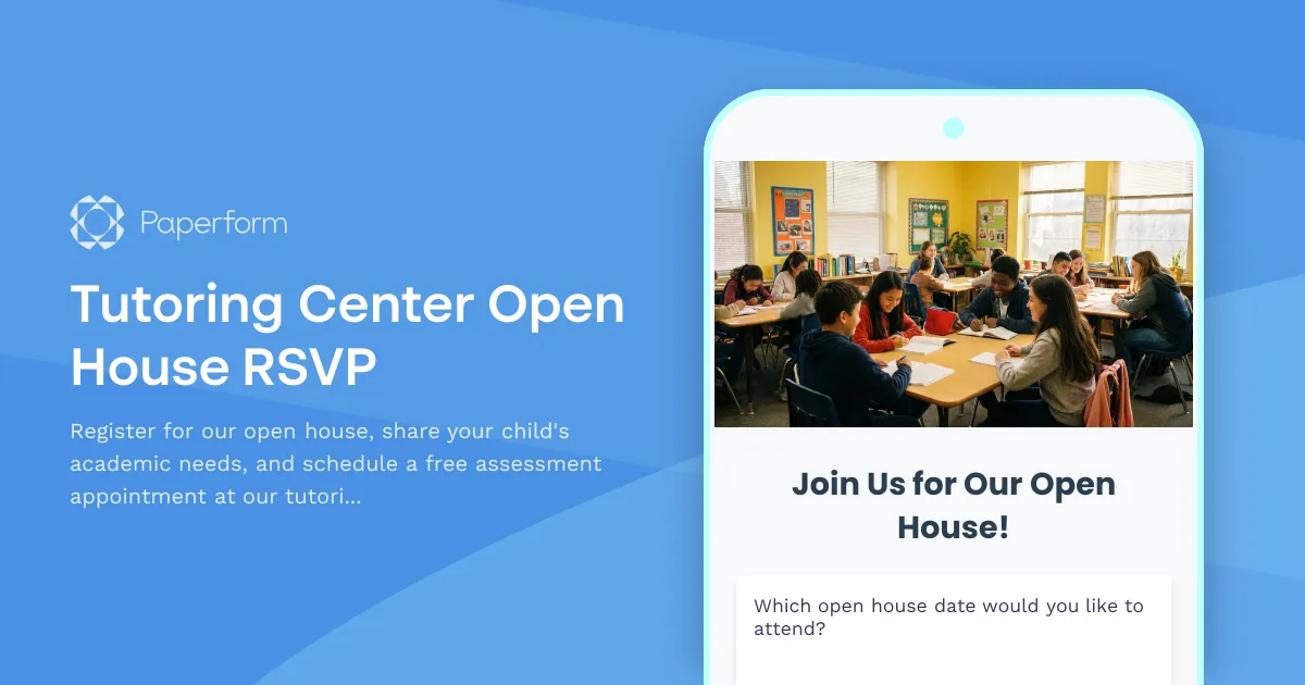 Tutoring Center Open House RSVP