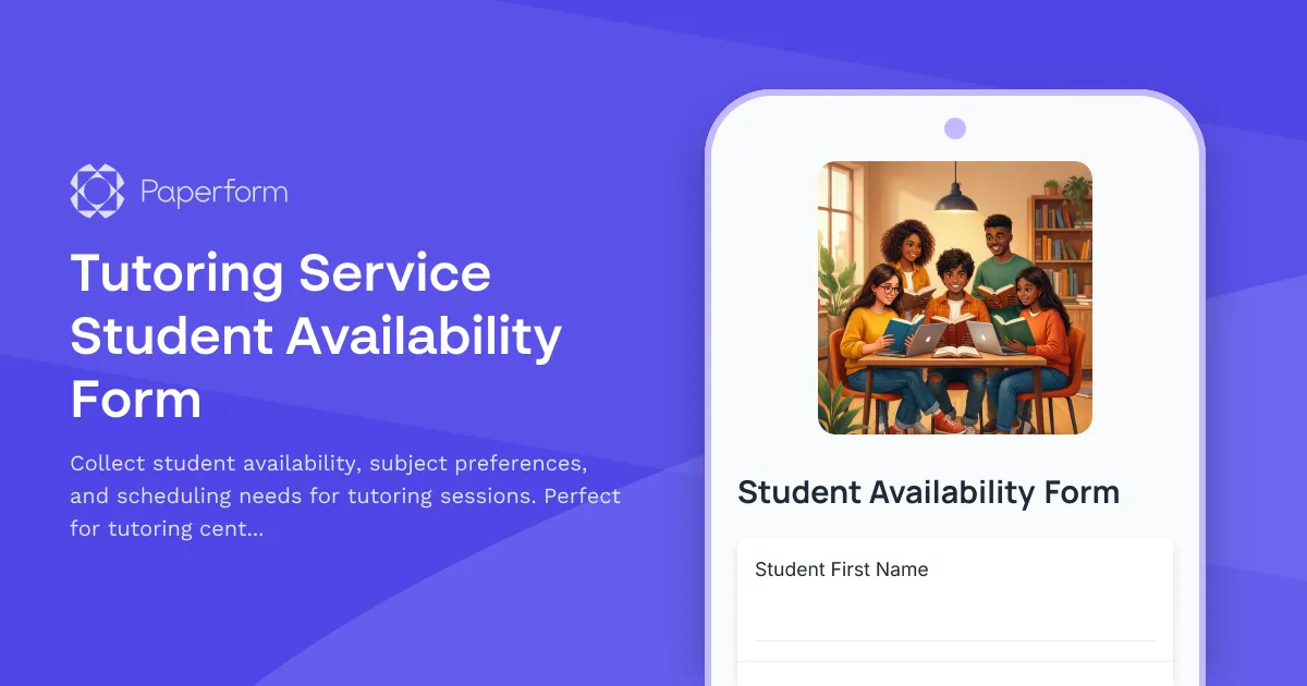 Tutoring Service Student Availability Form