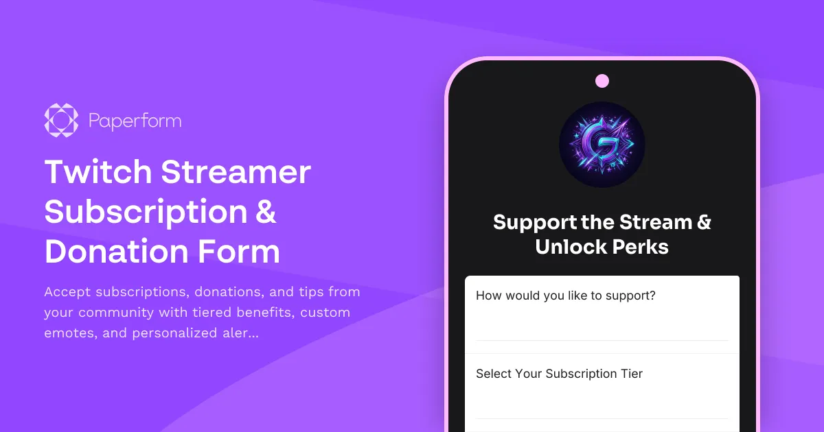 Twitch Streamer Subscription & Donation Form