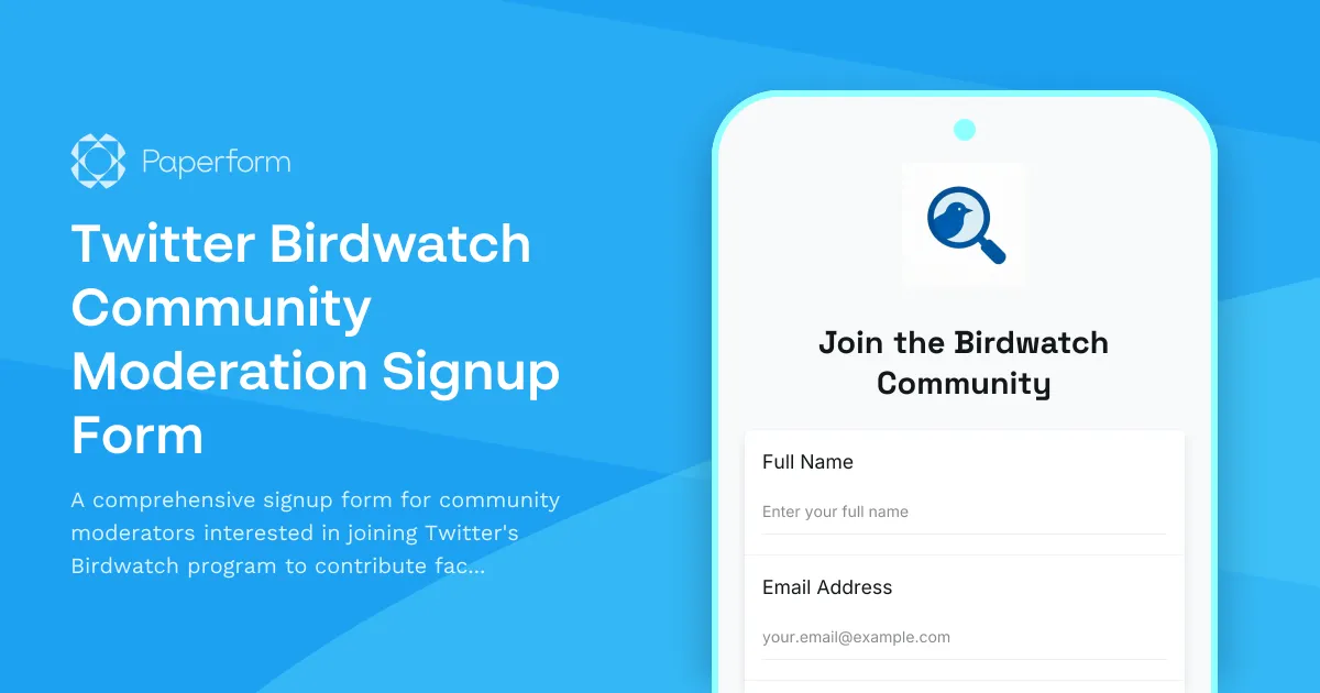 Twitter Birdwatch Community Moderation Signup Form