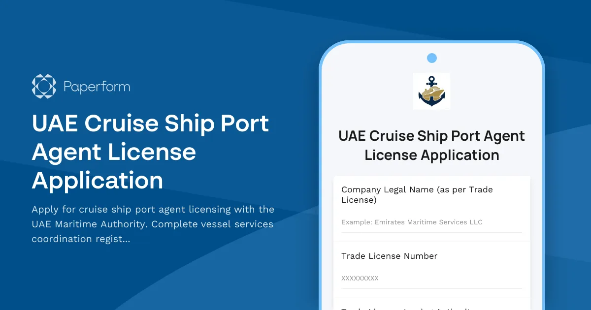 UAE Cruise Ship Port Agent License Application