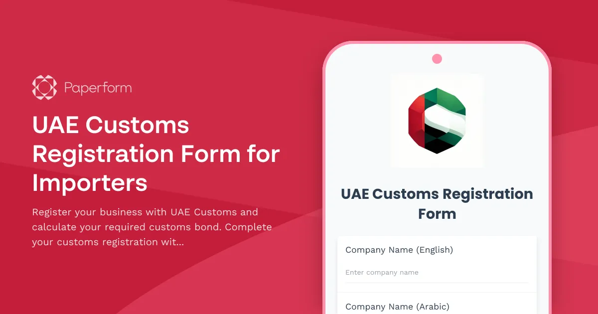 UAE Customs Registration Form for Importers