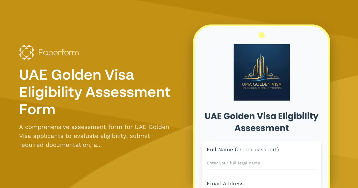 UAE Golden Visa Eligibility Assessment Form