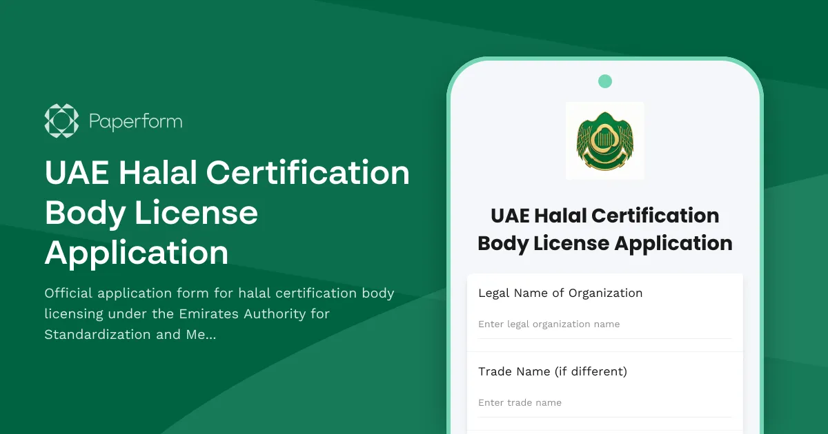 UAE Halal Certification Body License Application