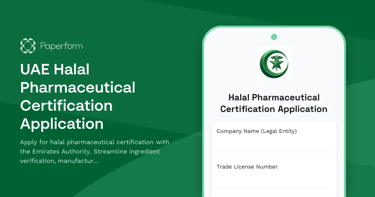 UAE Halal Pharmaceutical Certification Application