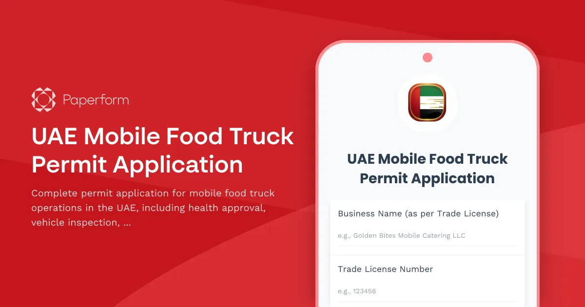 UAE Mobile Food Truck Permit Application