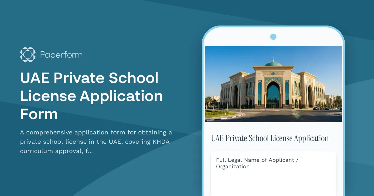 UAE Private School License Application Form
