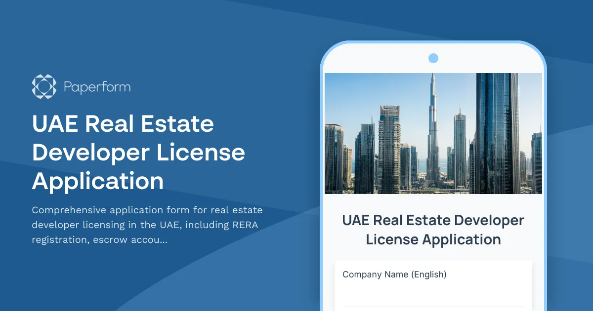 UAE Real Estate Developer License Application
