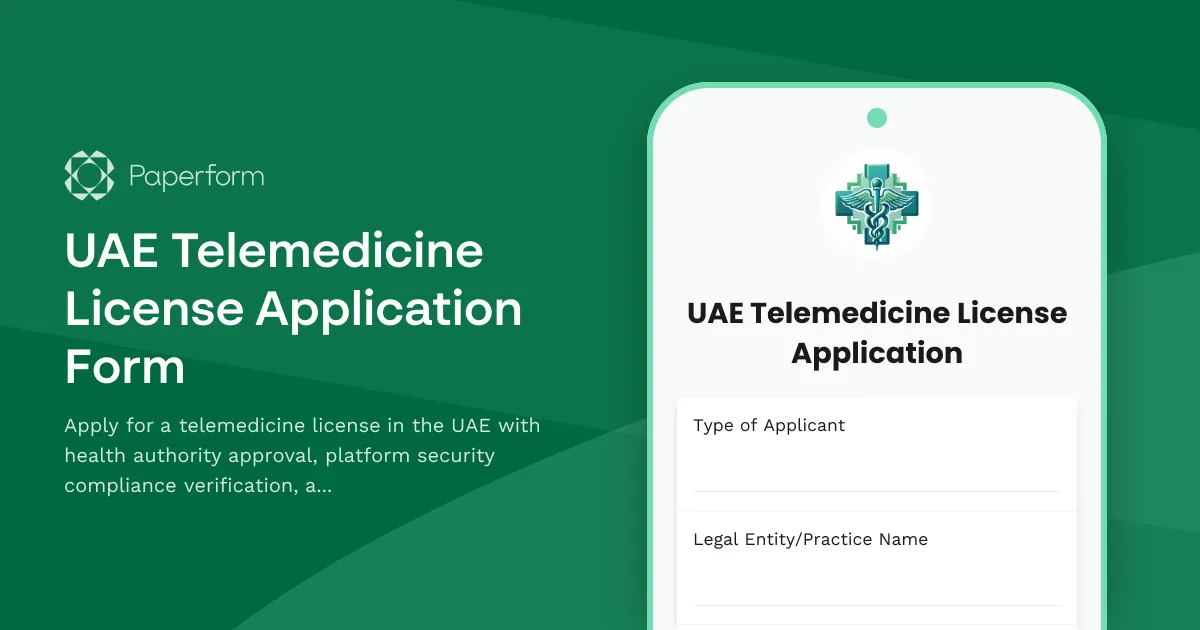 UAE Telemedicine License Application Form
