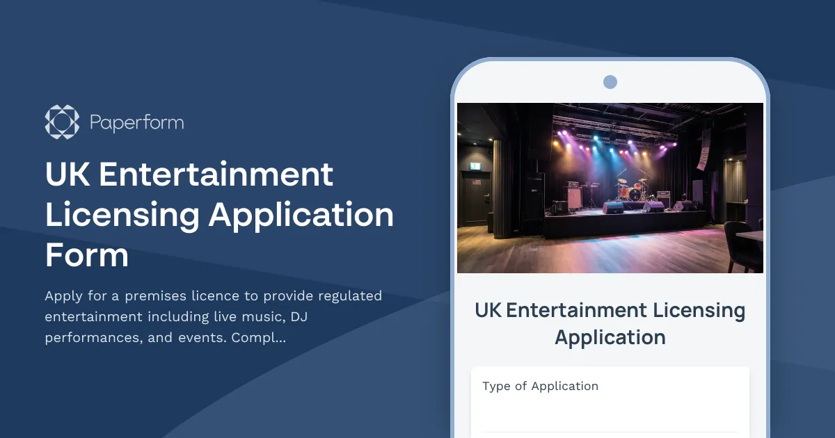UK Entertainment Licensing Application Form