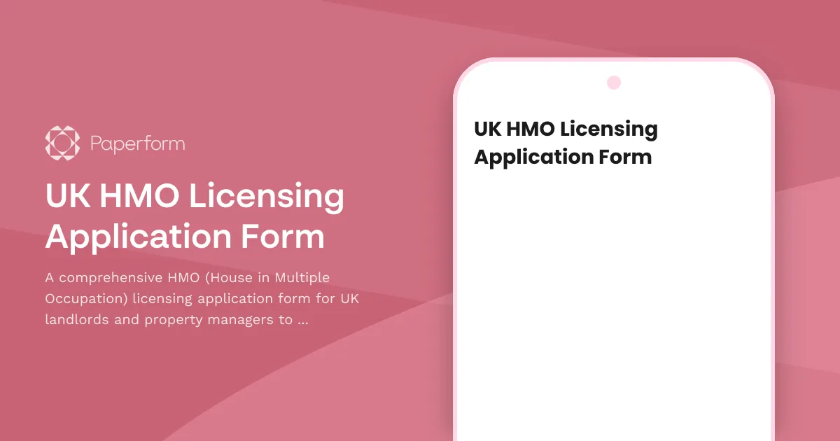 UK HMO Licensing Application Form