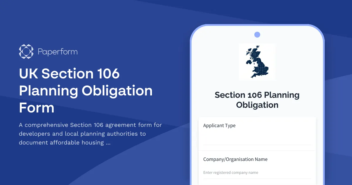 UK Section 106 Planning Obligation Form