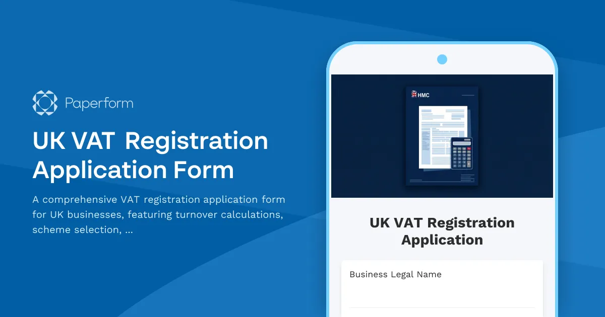 UK VAT Registration Application Form