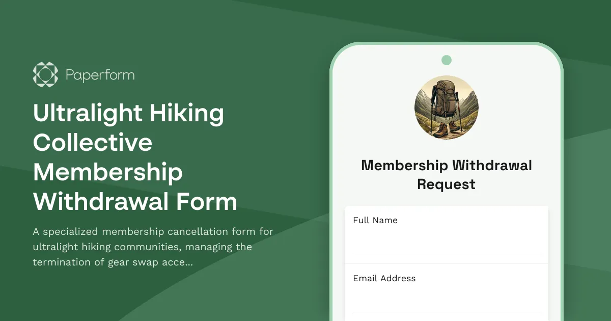 Ultralight Hiking Collective Membership Withdrawal Form