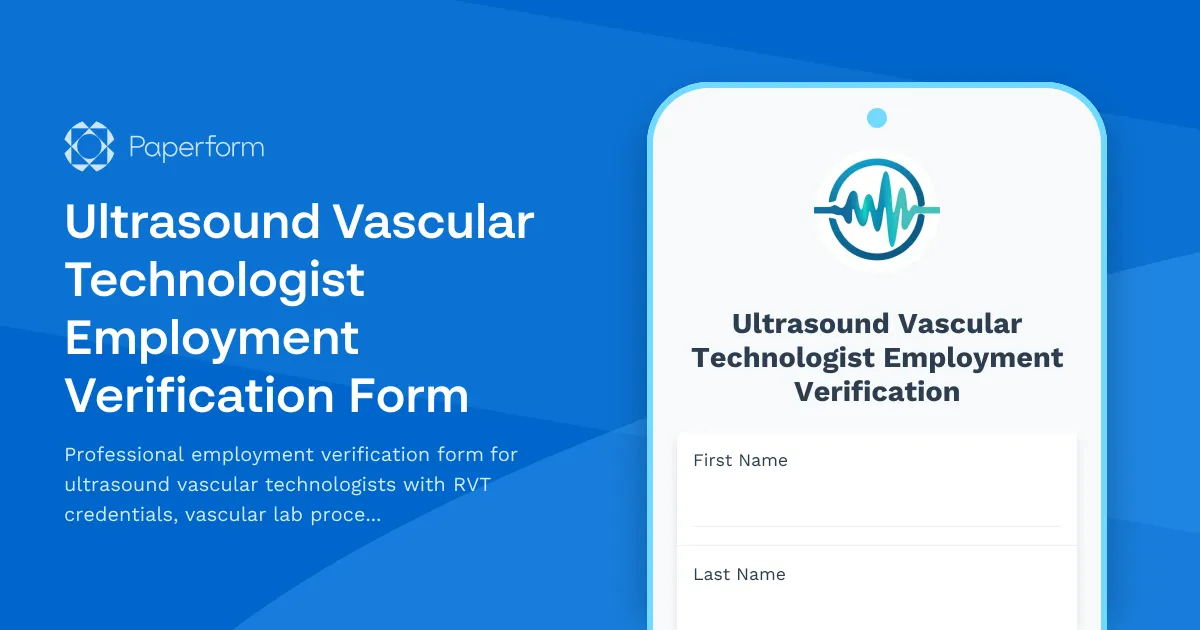 Ultrasound Vascular Technologist Employment Verification Form