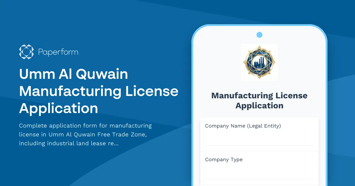 Umm Al Quwain Manufacturing License Application