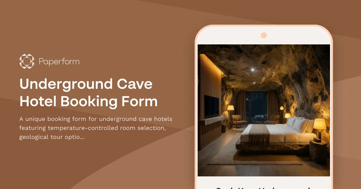 Underground Cave Hotel Booking Form
