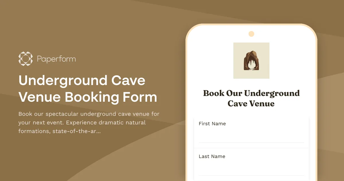 Underground Cave Venue Booking Form